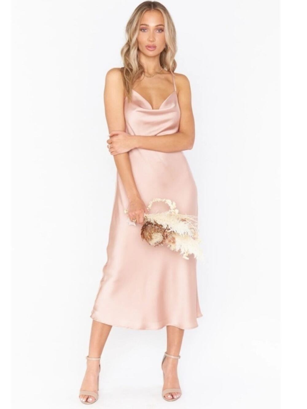 SHOW ME YOUR MUMU Verona cowl slip midi dress Large NWT